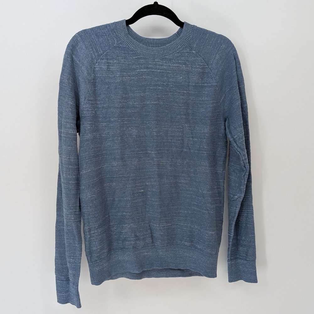 Gap $80 Medium Blue Heather 100% Cotton Crew Neck Long Sleeve Classic Sweater